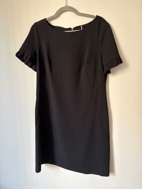 Tommy Hilfiger Black Mini Shift Dress with Ruffle Sleeves